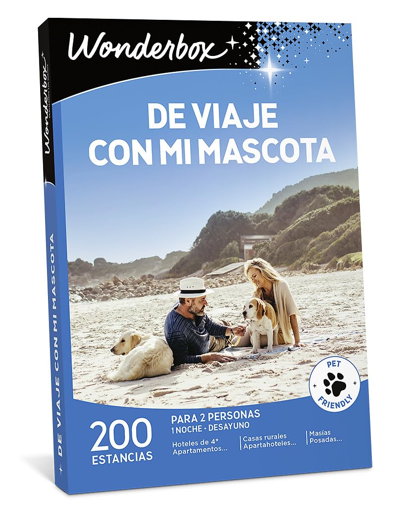 WONDERBOX - Caja Regalo - De Viaje con mi Mascota - 1 Noche con Desayuno - para 2 Personas Junto a su Mascota - 960 estancias - Ideas Regalo