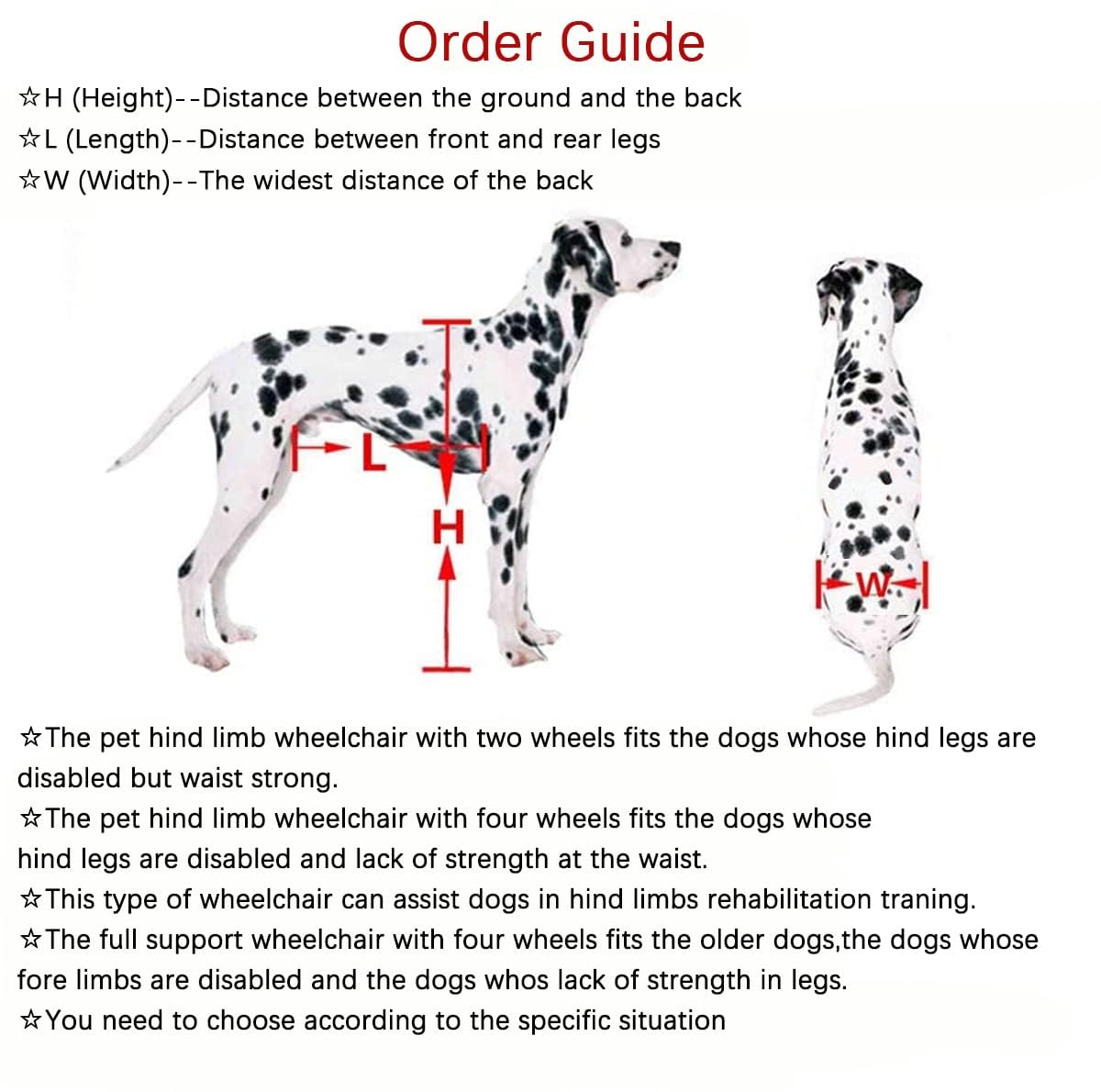 KAJILE Silla de Ruedas Ajustable Perros,Carro Mascotas,Perro Discapacitado Débil Patas Traseras Rehabilitación Formación,Altura Adecuada Mascota 37-47cm,Anchura 19-25cm,Longitud 27-35cm,L-1