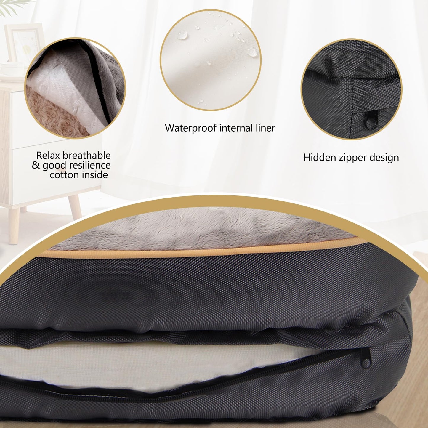 JOYELF Large Cama de Espuma viscoelástica para Perros, Cama ortopédica para Perros y sofá con Funda extraíble Lavable y Juguetes chirriadores como Regalo
