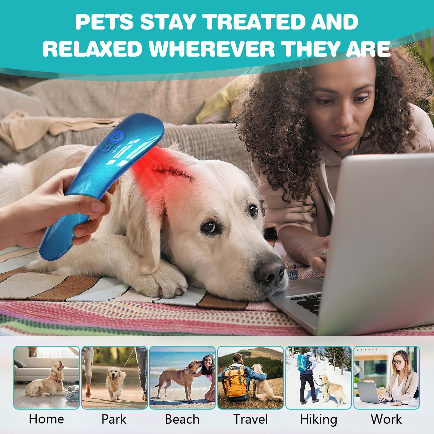 Terapia láser para perros, dispositivo de terapia de luz roja portátil con 18 x 620 nm para músculos de mascotas, cadera y artritis articular, alivio del dolor, cuidado de heridas, problemas