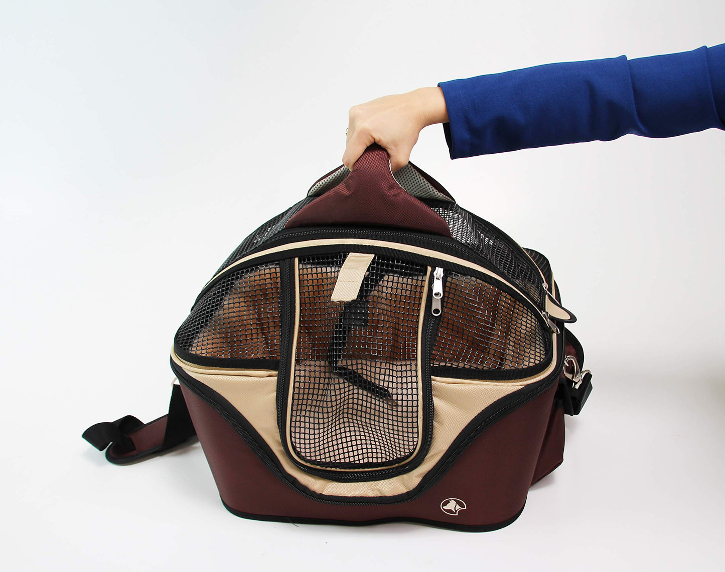 Croci Fast & Easy 2 In 1 - Transportín Para Gatos Y Perros Pequeños 49X40X35 Cm (Max 15 Kg) - Bolsa Transportín Para Perros, Gatos O Conejos Con Correa Para El Hombro, Mochila Para Mascotas (Talla M)