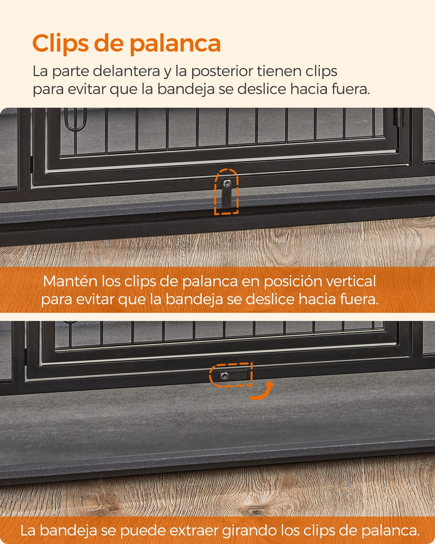 Feandrea Jaula Pesada para Perros, Jaula de Mascotas, 107 x 70 x 75 cm, para Perros Medios y Grandes, Antiescape, Doble Puerta Extraíble, Parque, XL, Negro PPD001B01