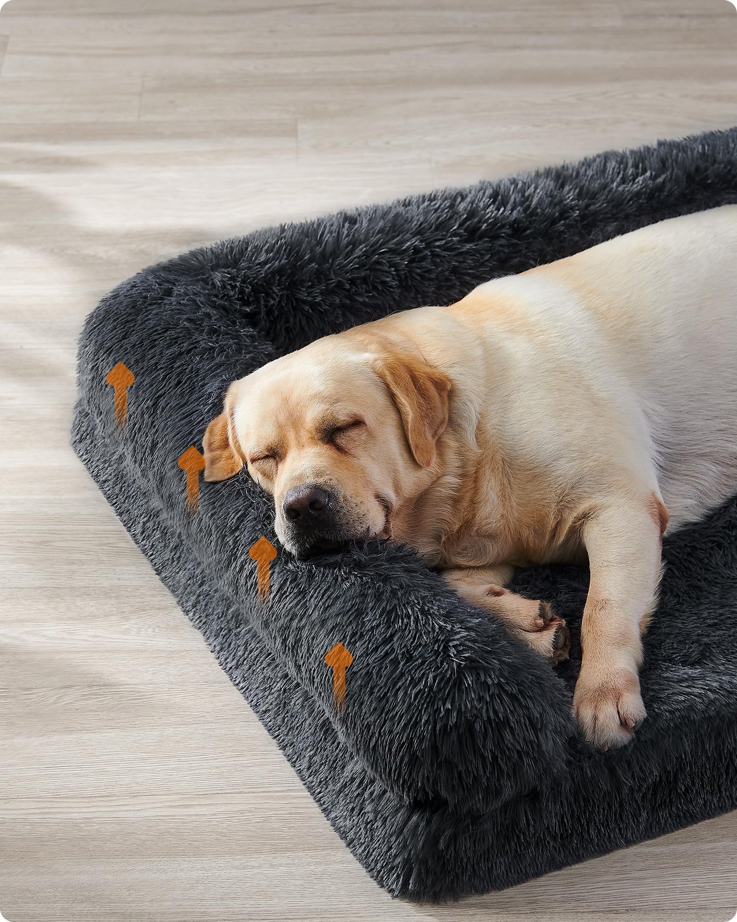 Feandrea FluffyHug Cama para Perros, XXL Sofá para Perros Grandes, Cama para Mascotas de Espuma con Funda Lavable Extraíble, 122 x 85 x 24 cm, Gris Oscuro PGW234G02