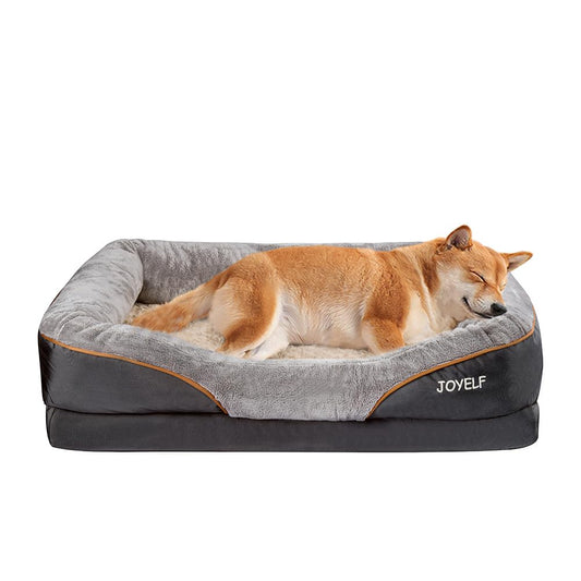 JOYELF Large Cama de Espuma viscoelástica para Perros, Cama ortopédica para Perros y sofá con Funda extraíble Lavable y Juguetes chirriadores como Regalo