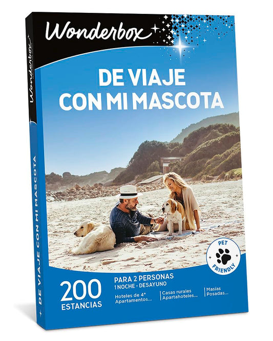 WONDERBOX - Caja Regalo - De Viaje con mi Mascota - 1 Noche con Desayuno - para 2 Personas Junto a su Mascota - 960 estancias - Ideas Regalo