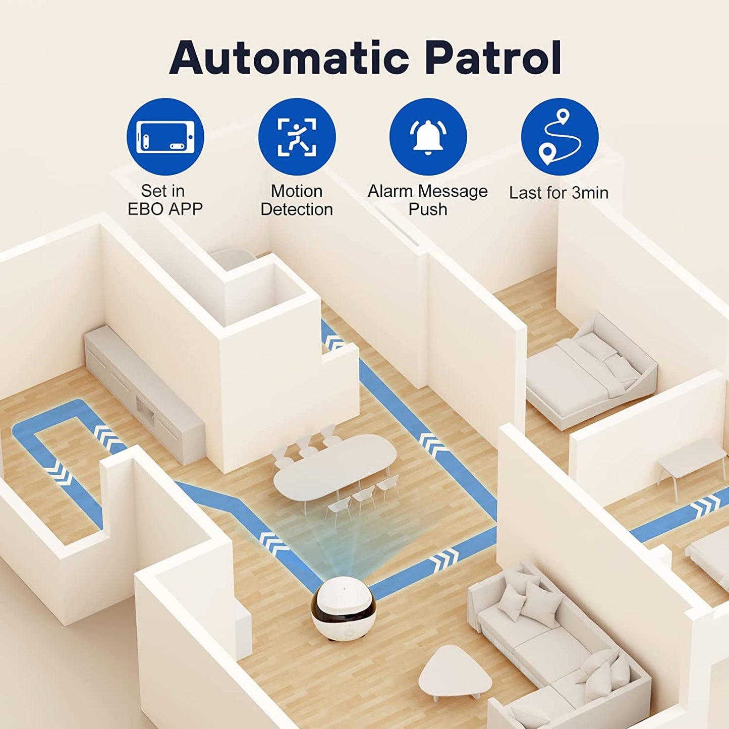 Enabot EBO SE Cámara para Perros con Aplicación,1080P Cámara para Mascotas,Cámara de Vigilancia Interior con Audio Bidireccional,Visión Nocturna,Detección de Movimiento,Modo de Privacidad