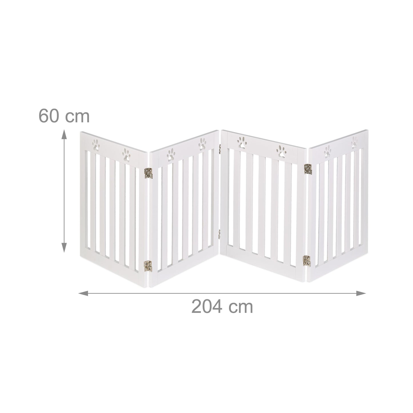 Relaxdays Barrera de Seguridad para Mascotas Plegable, Valla Protectora sin Taladro, 60 x 204 cm, MDF, Blanco, Bambú