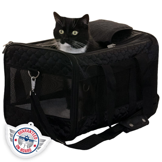 Sherpa Transportador de Mascotas Original de Lujo Aprobado por aerolíneas, Rejilla Negra, Grande