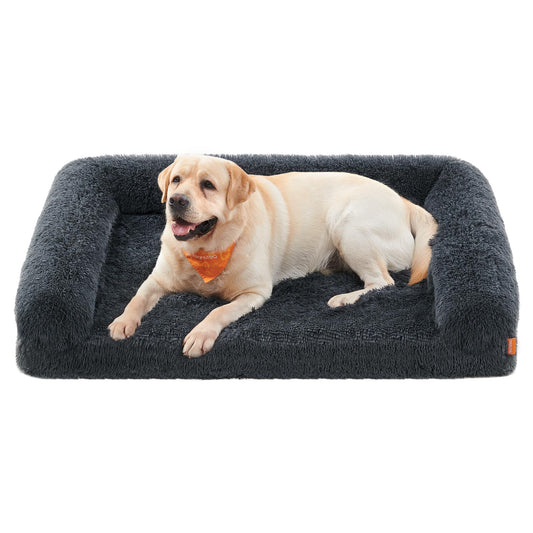Feandrea FluffyHug Cama para Perros, XXL Sofá para Perros Grandes, Cama para Mascotas de Espuma con Funda Lavable Extraíble, 122 x 85 x 24 cm, Gris Oscuro PGW234G02
