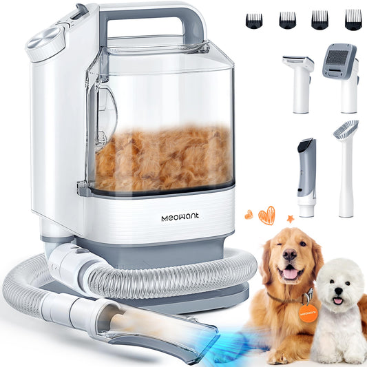 Meowant Maquina Cortar Pelo Perros, 3.2L Aspiradora de Pelo de Perro, Cortapelos Perros Profesional, 5 Herramientas de Aseo, Aspiradora Pelo Perro, Succión de Nivel 3