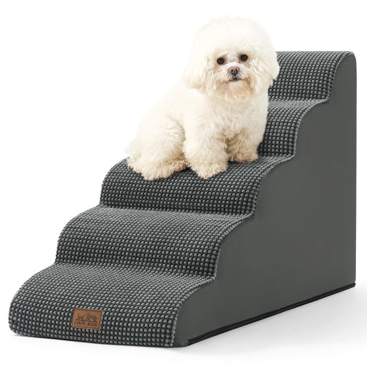 COZY KISS Escalera para Perros Pequeños, Escaleras para Mascotas de Espuma para Cama y sofá, Rampa para Gatos con Funda Lavable y Fondo Antideslizante, Ligera, 40x84x57cm, 5 Peldaños, Gris Oscuro
